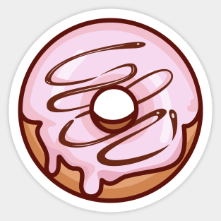 Strawberry Frosted Chocolate Drizzle Sweet Donut Sticker